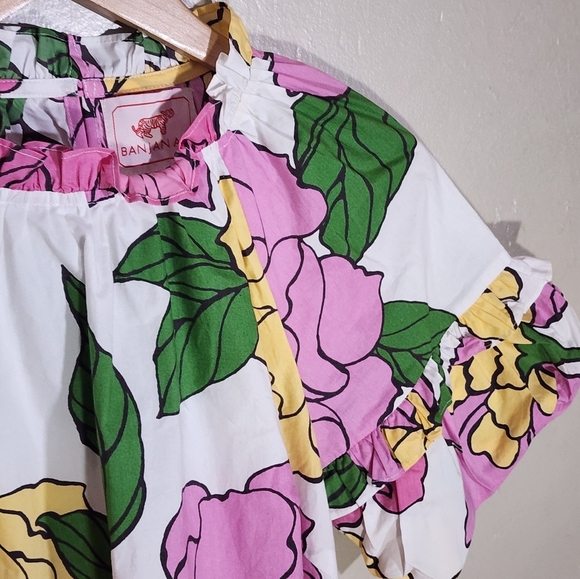 Banjanan Floral Print Blouse with Ruffle Sleeves - Picture 4 of 6